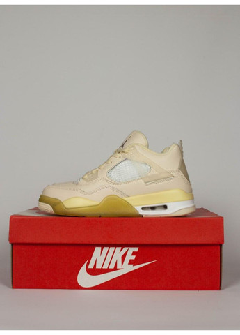 Бежеві Осінні кросівки чоловічі nike air jordan 4 retro fur beige найк аір джордан No Brand