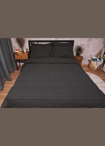 Комплект постільної білизни полуторний євро 160х220 наволочки 2х50х70 Бязь Gold Люкс (MS-820001099) Moon&Star Gray Stripe (285717921)