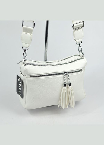 Белая женская маленькая сумка клатч через плечо на два отделения на молнии Yirui (279830281)
