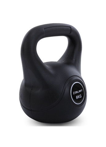 Гиря тренувальна цільна пластикова TA-5427-6 6кг (наповнення цемент, чорний) Zelart (361439014)