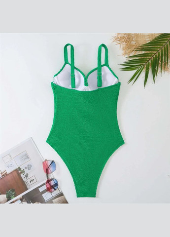 Зеленый летний женский совместный купальник жатка barbie с твердыми чашечками с пушапом черный No Brand