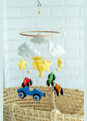 Дитячий музичний мобіль на ліжечко для немовлят WooolyWool «Круті тачки» з 35 мелодіями No Brand (342758010)