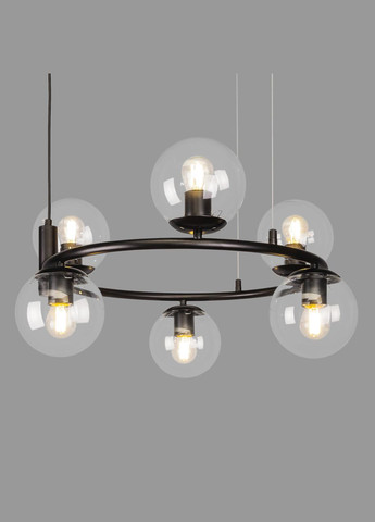 Люстра подвесная черная круглая на 6 ламп "Bubbles" (52-1011-6 BK+CL) No Brand (370070556)