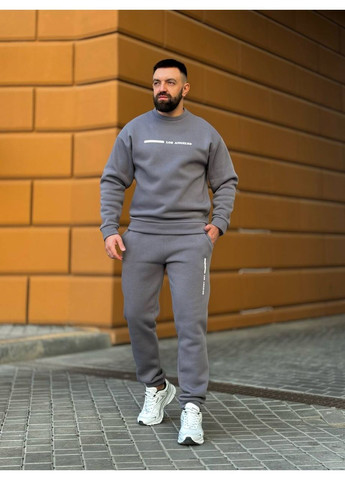 Графітовий зимній трендовий чоловічий костюм для осені та зими брючний No Brand