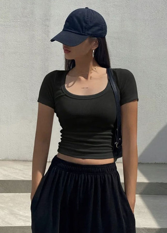 Женский однотонный базовый топ в рубчик. Україна (328392140)