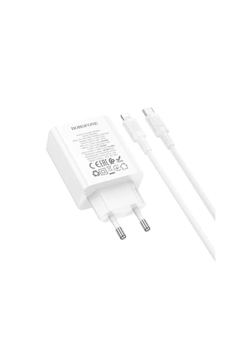 Мережевий зарядний пристрій з кабелем Stellar PD20W+QC3.0 charger set (C to iP) (EU) Borofone BA106A (391429439)