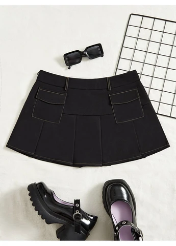 Черная однотонная юбка SHEIN