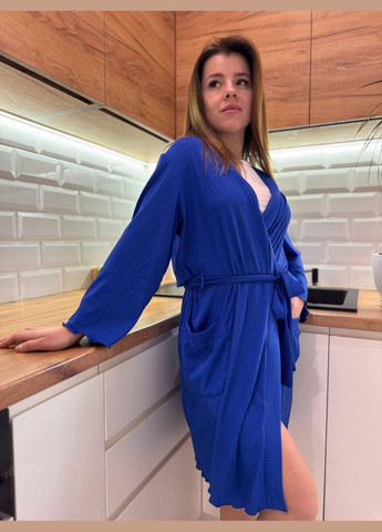 Жіночий велюровий халат Синій (П4К-al-hal-vel-002-02) No Brand (356515834)