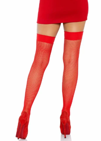 Чулки-сетка с атласным бантиком Fishnet Thigh Highs With Bow Red size - CherryLove Leg Avenue (282964964)