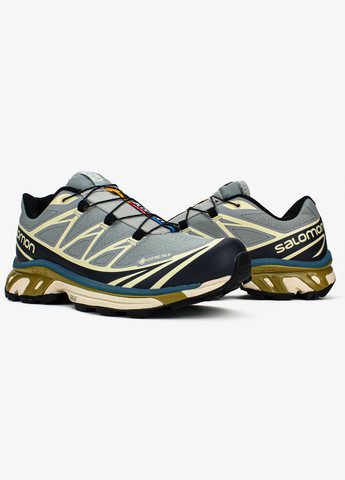 Синие демисезонные кроссовки мужские salomon xt-6 adv dover grey beige gore-tex | саломон хт-6 синие No Brand