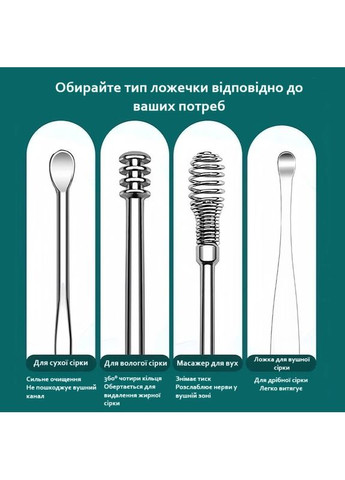 Набор инструментов для чистки ушей из нержавеющей стали в металлическом чехле с карабином 10 шт No Brand (352768056)