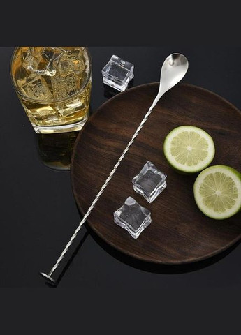 Набір барних коктейльних ложок з нержавіючої сталі 25,5 см 2 шт Сріблястий (С051370-2) ТМ (349843729)