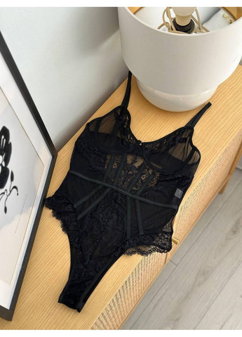 Черное кружевное боди из прозрачной сетки / Эротическое прозрачное боди с кружевом / Сексуальное женское боди на бретелях No Brand (365550133)