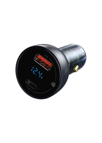 Зарядний пристрій USB + USB-C QC3.0 65W Particular Digital Display gray (CCKX-C0G) Baseus (393966035)