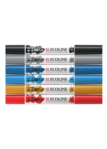 Набір маркерів акварельних двосторонніх ECOLINE DUO TIP Urban Landscape 6шт Royal Talens (362579811)