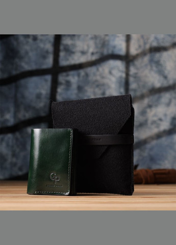 Відмінний гаманець у три складання з натуральної гладкої шкіри 22944 Зелений Grande Pelle (329199139)