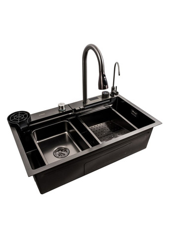 Кухонная мойка 75*45G черная Handmade "Водопад" Platinum (336936430)