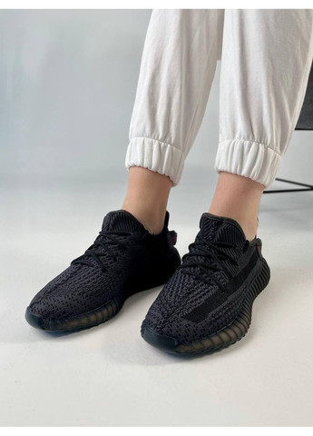 КРОССОВКИ ЖЕНСКИЕ ADIDAS YEEZY BOOST 350 BLACK АДИДАС ИЗИ БУСТ No Brand чёрные демисезоны (368887654)
