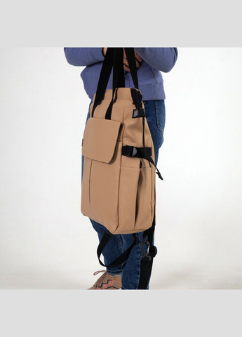 Жіночий шопер-рюкзак, крос-боді бежевий з екошкіри з кількома ремінцями ToBeYou shoperbag (284725586)