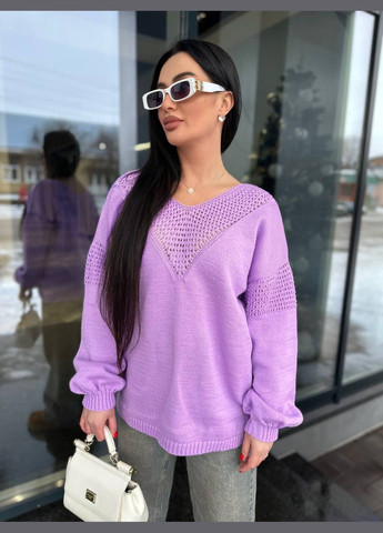 Фіолетовий жіночий светр колір бузок р.48/58 454044 New Trend