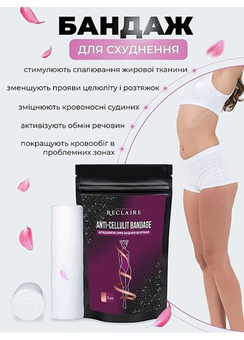 Антицелюлітне гаряче бандажне обгортання Anti-Cellulit Bandage 2шт (1381562-31097558) Reclaire cosmetics (368652126)