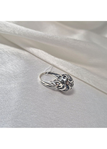 Срібна каблучка Кулька з Білими каменями розмір срібло 925 проби Чорнене 1771к 4.84г Nobrand (369974948)