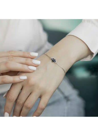 Срібний браслет на руку Лапка з чорною емаллю 16 - 19 см срібло 925 проби Родоване вс619ер 1.42г Nobrand (364202091)