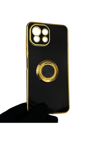 Чохол для Mi 11 Lite з кільцем-підставкою із золотою окантовкою на сяомі мі 11 лайт чорний gs1 Xiaomi (366230438)