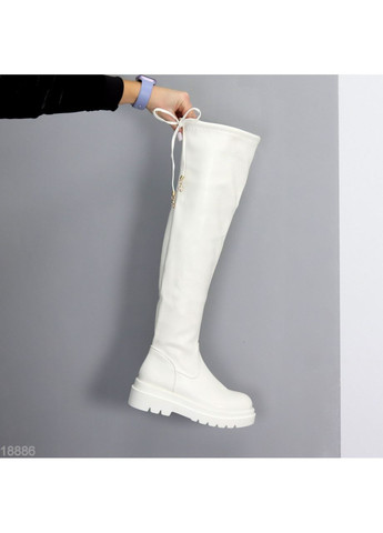 Белые осенние ботфорты andria Helen