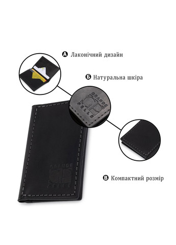 Картхолдер шкіряний для візиток 4 відділення універсальний чорний (sku_11397) No Brand (330012868)