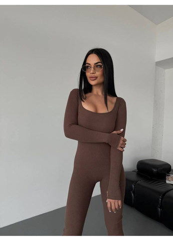 Комбинезон женский KaraMix комбинезон-брюки однотонный коричневый повседневный