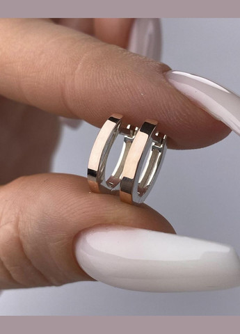 Серьги серебро 925 проба с пластинами золота 375 пробы застежка конго с надписью No Brand (329869074)