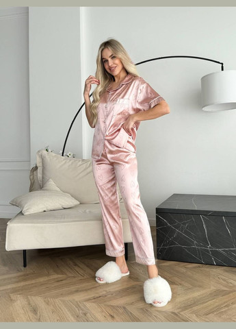 Розовая всесезон нежный домашний костюм-пижамка рубашка + брюки Vakko