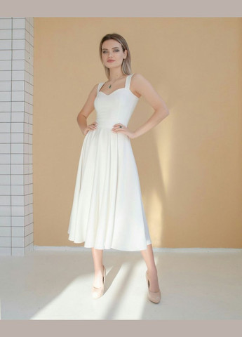 Білий вечірня плаття з спідницею-сонце, а-силует Moon однотонна