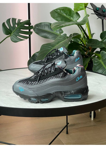 Темно-серые всесезонные кроссовки мужские nike air max 95 sp corteiz aegean storm gray black | найк аир макс 95 сп серые черные No Brand