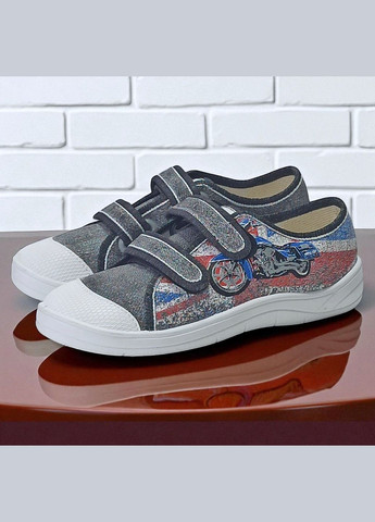 Сірі ортопедичні текстильні кеди на липучках для хлопчика валді Waldi