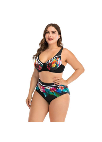 Черный летний купальник sw1266 (цветчатый) раздельный Ghazel