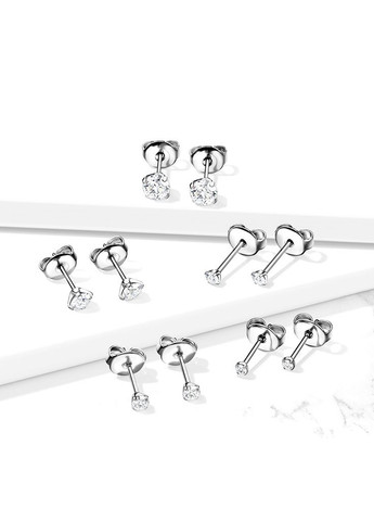 Титанові сережки-гвоздики (пусети) T23ER01-04-C з фіанітом (4 мм) Spikes (333698338)