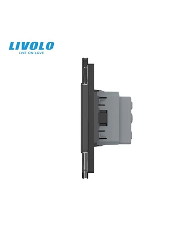 Сенсорный выключатель 1 сенсор 2 розетки стекло (VL-C701/C7C2EU-12) Livolo (375457066)