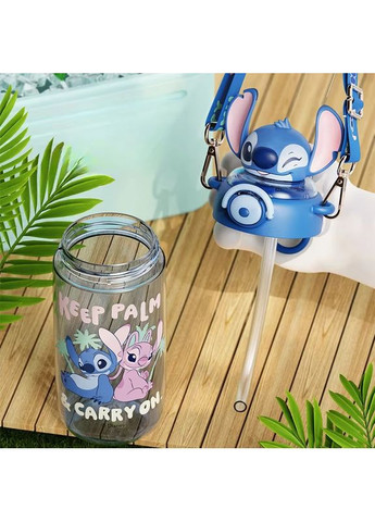 Дитяча пляшка для води Стіч 650 мл, з соломинкою Disney (368787214)