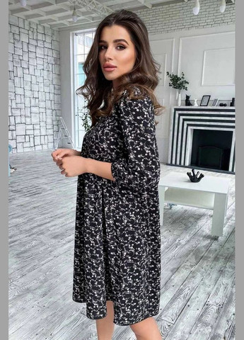 Чорна повсякденний, кежуал сукня з пишною спідницею Seventeen з квітковим принтом