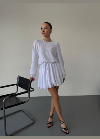 Білий сукня з поясом Fashion