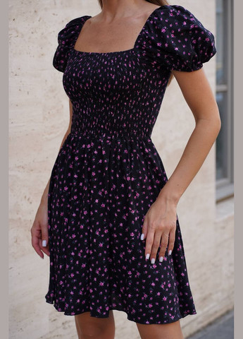 Черное повседневный, праздничный женское платье мини в цветочном принте. Avanti с цветочным принтом