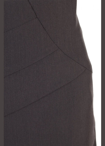 Темно-серая повседневная женская юбка со складками и прямым кроем (ll140820191) LadyLike