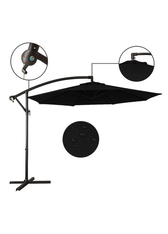 Садовый зонт регулируемый 3 м с наклоном Чёрный + чехол WCG (346528746)