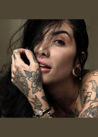 Циркуляр (підкова) зі сталі HSI038-160833-K17 сережка для септума, хеликса, трагуса, брови, губи, пупка, Spikes (333342215)