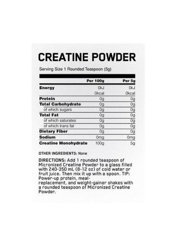 Creatine Powder 500 g /100 servings/ Unflavored Universal Nutrition (283324243)