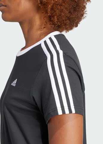 Черная всесезон футболка essentials 3-stripes adidas