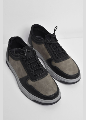 Черные демисезонные кроссовки мужские черно-серого цвета на шнуровке Let's Shop