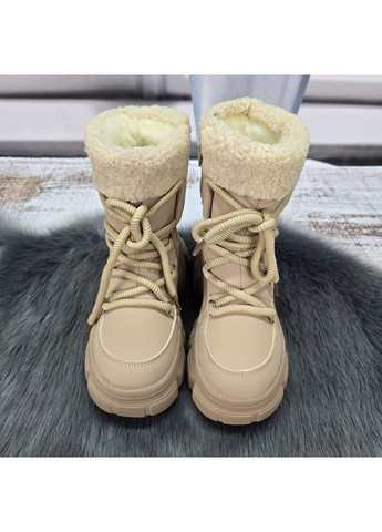 Зимові черевики для дівчинки на овчині темно-бежеві на високій платформі Jong Golf (369384026)